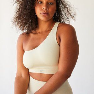 SetActive Ribbed One Shoulder Bra Oat Milk XS NWT